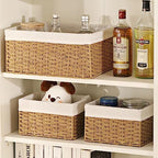 Vagusicc Wicker Storage Basket, 3-Pack Woven Paper Rope Wicker Baskets with Handles, Large Wicker Basket Cube Storage Bins with Liners, Storage Baskets for Organizing Shelves & Decor, Natural - Image 6