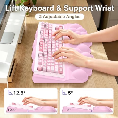 Sushret Cloud Wrist Rest with Keyboard Stand, Keyboard Riser with Wrist Pad - Image 4