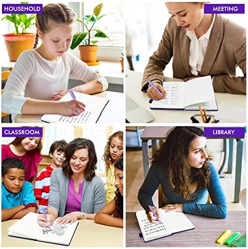 feela 5 Pack Journal Notebook Bulk for School, Hardcover Business Notebooks Classic Ruled Lined Journals with Pen Holder for Work Note Taking, with 5 Black Pens, 120 GSM, 5.1”x8.3”, A5, Purple - Image 7
