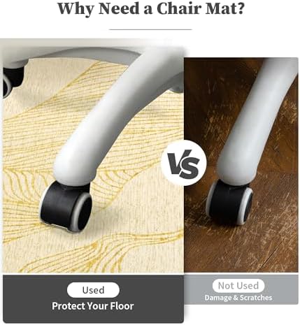 chakme Office Chair Mat for Hardwood Floor, 48"x36" Easy Glide Computer Desk Mat Protector for Rolling Chair Under Desk Rug Nonslip Backing, Machine Wash, (Golden Leaf) - Image 6