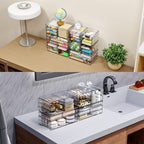 Yieach 2 Pack Acrylic Storage Drawers With 12 Small Drawer,Stackable Office Cabinet Organizer and Makeup Organizer,Clear Plastic Drawers for Craft Supply,Pen,Stationary,Accessory,Makeup,Desk Organizer - Image 4
