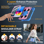 Case for iPad (A16) 11th/10th Generation 11/10.9 Inch 2025/2022, Ubearkk for iPad a16 case with Screen Protector, 360 Degree Rotating Stand Shoulder Strap Pencil Holder,Blue Pink - Image 3