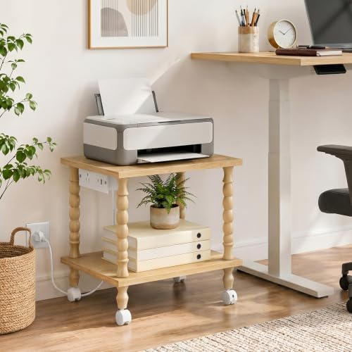HOOBRO 2-Tier Printer Stand Solid Wood Legs - Image 3
