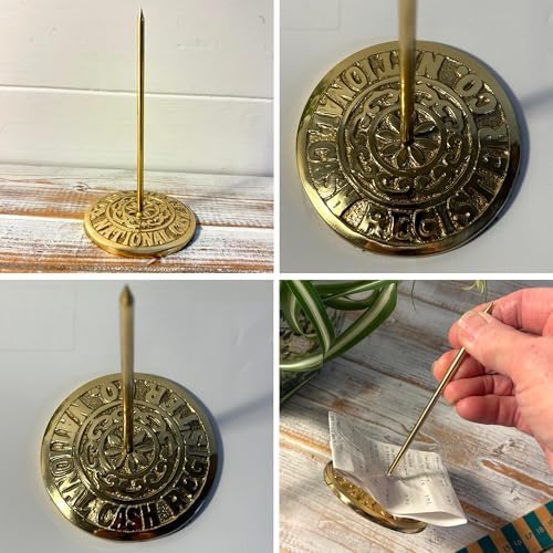 Solid Brass Vintage Receipt Spike – Heavy Duty Bill Fork Holder, Classic Paper Spike for Restaurant, Office, Home – Retro Paperweight & Memo Organizer - Image 4