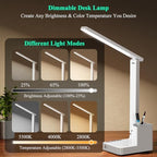 cozoo LED Desk Lamp USB A/C AC Pen Holder Dorm Home Office Desk Light White - Image 2