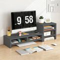 Solid Wood Monitor Stand Riser & Laptop Stand Desk Organizer - Office Accessories for PC Workspace, Computer Organization, Countertop Hutch Dark Grey Combination 3 by Unknown