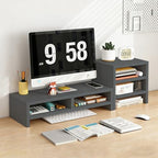 Solid Wood Monitor Stand Riser & Laptop Stand Desk Organizer - Office Accessories for PC Workspace, Computer Organization, Countertop Hutch Dark Grey Combination 3 by Unknown
