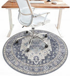 5FT Round Office Chair Mat for Hardwood Floor, Non-Slip Washable Navy by BESBLEE