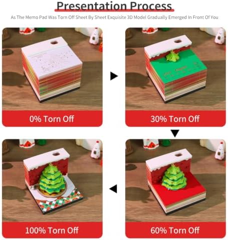 3D Calendar 2027, Tear-Away Desk Calendar, Paper Art Memo Pad, LED Light (Christmas A) - Image 3