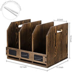 MyGift 3 Compartment File Folder Organizer Rustic Burnt Wood Desktop Rack - Image 5