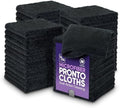 Microfiber Wholesale Pronto Cloths, Dual-Sided Microfiber Cleaning Towels, Soft Plush & Scrub Cloths for Dusting, Scrubbing, Kitchen, Windows & Car Detailing, Absorbent Bulk 50-Pack Black by MicrofiberWholesale