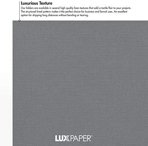 LUXPaper 9" x 12" Presentation Folders | Two Pocket | Front Cover Card Slits (Lower Right) | Sterling Gray Linen | 100lb. Cover | 50 Qty - Image 5