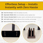 Dual Laptop Holder Vertical Stand 2 Slots Wooden - Dark Brown (Walnut Color) - Vertical Holder for Desk, MacBook Pro & Air, Desktop Organizer Made of Natural Wood, Adjustable Stand for Notebooks - Image 5