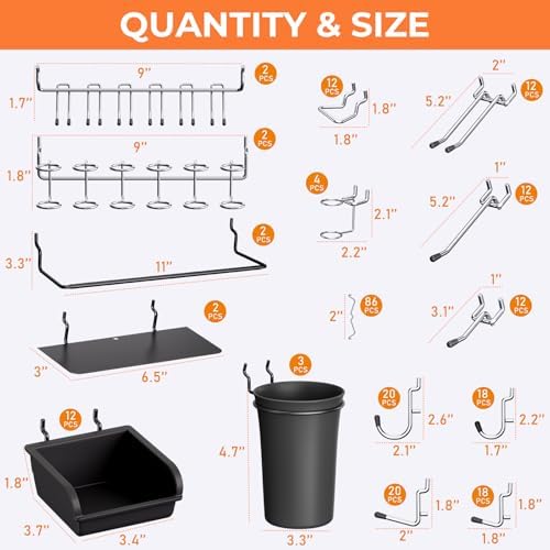 INCLY 48x36 Inch Metal Peg Board Kit 1/4" Pegboard Hooks Accessories - Image 5
