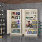Greenvelly Garage Storage Cabinet,72" Metal Cabinet with 2 Doors and 4 Shelves,Steel File Cabinet for Home Office, Garage, Classroom（Grey 36" X 18"） - Image 2