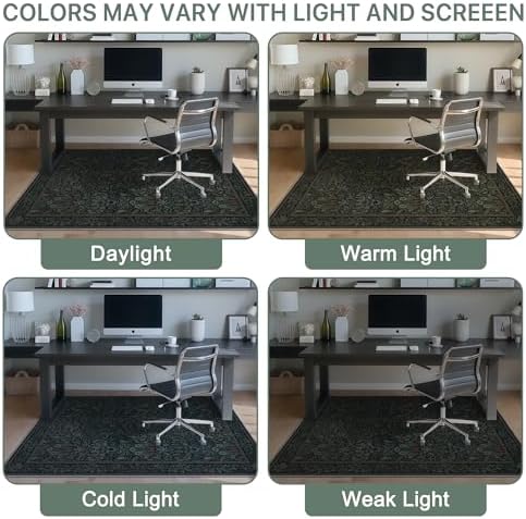 36"x48" Office Chair Mat for Hardwood Floor, Non-Slip Washable Dark Green - Image 6