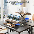FLEXISPOT 40" Electric Standing Desk Converter, Motorized Sit to Stand Desk Riser, Height Adjustable Desktop Dual Monitor Workstation with Large Keyboard Tray, Rustic Color - Image 3