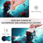 Mouse Pad,Large Desk Mat Set, 4in1 XL Mousepad + Keyboard Wrist Rest+Mouse Wrist Rest+Coaster with Ergonomic Desk Pad for Home Office Table Computer Cover -Woman with Skull Face - Image 3
