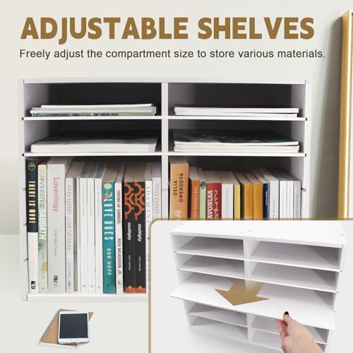 SONGWAY Desk Paper Storage Organizer - 12-Slot Literature Organizer with Adjustable Shelves, Countertop Mail Sorter Organizer, Desk File Sorter Organizer, Mailbox for Classroom Office, White - Image 5