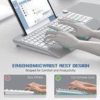 GAMCATZ Ergonomic Wireless Keyboard with Wrist Rest-Low-Profile,Phone/Tablet Holder,Quiet Design，Windows & Mac OS，Full Size Cordless USB Computer Keyboard for Desktop,Laptop, PC, Mac, Windows-White - Image 2