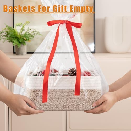 OIAHOMY 4 PACK 12L Storage Baskets for Organizing Storage Bins Brown - Image 5