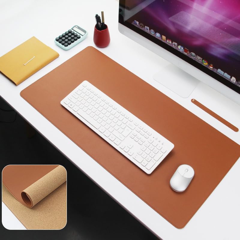 Ruby Lil Natural Cork Large Desk Blotter Protector,Waterproof Office Desk Pad with Stitched Edge,Brown,90x45cm by RubyLil