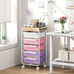 SYKIARIOL Rolling Storage Utility Cart with 5 Drawers,Purple - Image 4