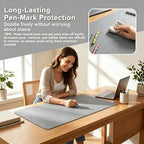 Leather Desk Mat Large 24" x 55", Desk Protector Mat, PU Leather Desk Pad, Large Mouse Pad, Desk Blotter, Desk Pads on Top of Desks, Desk Matt for Office and Home (Gray) - Image 6