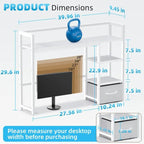 Marbrasse Desk Shelf with Drawer, 40" Desk Hutch for Computer Monitor, Desk Shelf for top of Desk, Wooden Desktop Bookshelf Storage Rack for Home Office Dorm - White - Image 3