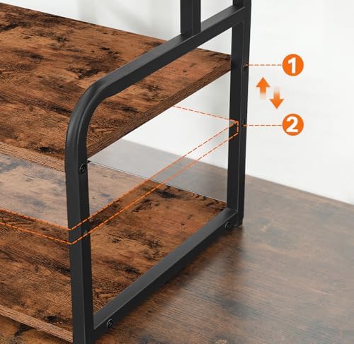 HOOBRO Printer Stand, 3-Tier Desktop Printer Table, Under Desk Printer Storage Office Organizer, Storage Rack with Adjustable Shelf, for Home Office, Kitchen, Living Room, Rustic Brown BF06PS01 - Image 7