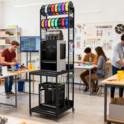 Heavy Duty PRT22 3D Printer Stand with Power Hub, High Density Polymer Vibration Damping Pads, Elevated Storage & Locking Wheels for Most Large Printers - Image 7