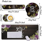 Bxgolkgd Keyboard Wrist Rest and Mouse Pad Wrist Support Set,Ergonomic Memory Foam Wrist Pad & Non Slip Base for Home Office Working Studying Easy Typing,Pain Relief,Flower Butterfly You Got This - Image 3