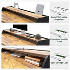 CubiCubi One-Piece Standing Desk 55x26 with 3 Wood Drawers, Rustic Brown - Image 5