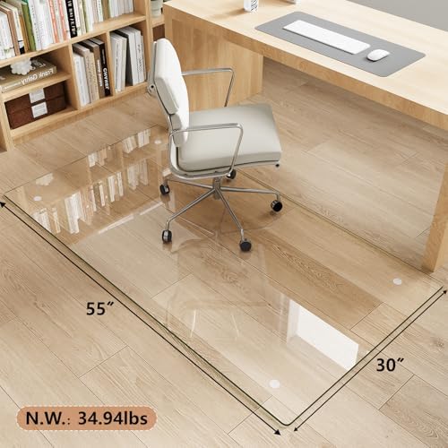 30" x 55" Tempered Glass Chair Mat for Carpet & Hard Floors - Image 4
