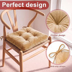 Geetery 4 Pack Velvet Chair Cushions for Dining Chairs, 16" x 16" Soft Velvet Chair Pads with Ties Comfy Solid Seat Cushion Party Home Office Living Room Outdoor Indoor (Morandi) - Image 4