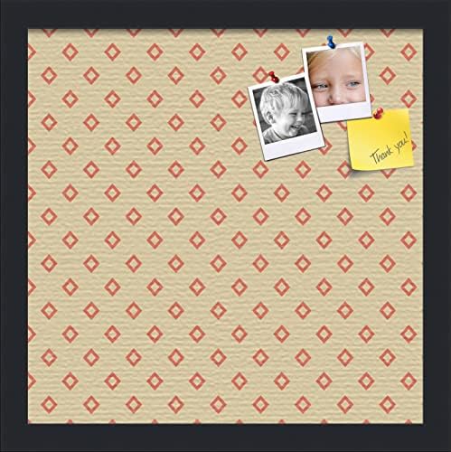 PinPix 14x14 inch Cork Bulletin Board. This Decorative Framed Pin Board Comes with Diamonds in Red and Yellow Design and Satin Black. Ideal for Home, Office Decor or School (PinPix-333) by PinPixBulletinBoards