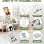 4-Pocket Foldable Magazine & Brochure Display Rack, Portable Literature Stand for Office, Trade Shows and Exhibitions, with Carrying Bag (White) - Image 5