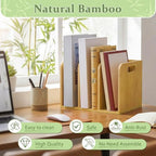 Novabright Bamboo Wooden File Magazine with Handle Holder Desk Organizer - Image 4