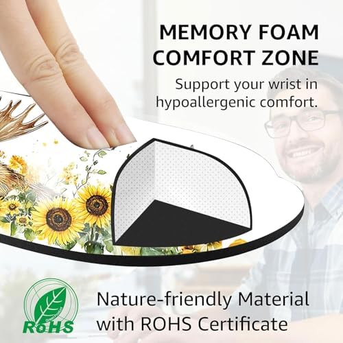Large Keyboard Mouse Pad Set, Extended Mouse Pad+Keyboard Wrist Rest Support, Memory Foam Ergonomic Easy Typing, 4Pcs (31.5×11.8 in) Desk Pad Set for Office Home,Deer and Sunflowers - Image 4