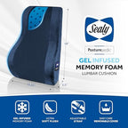 Sealy High Back Memory Foam Lumbar Support Pillow for Office Chair or Gaming Chair, Orthopedic Back Pillow for Car Seat, Navy - Image 5