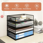 Natwind 4-Tier Stackable Metal Mesh Letter Paper Tray Organizer,Black - Image 6