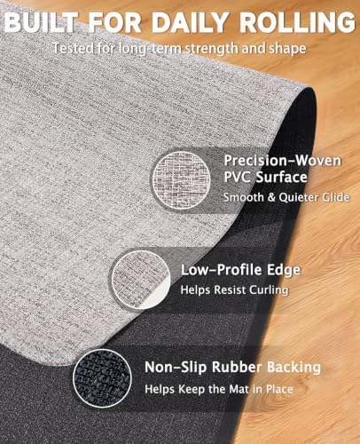 Funwheat Woven Office Chair Mat for Hardwood Floor, 36 x 48 in, Light Grey - Image 5
