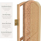 Red Lantern 2 ft. Short Fiber Weave Folding Screen - Natural - 6 Panels - Image 5