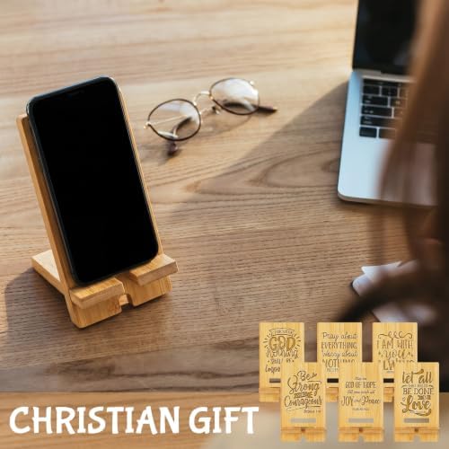 Novabright 36 Pcs Christian Bible Verse Bamboo Phone Stand, Natural - Image 5