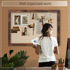 Large Magnetic Bulletin Board 43 x 31 Inch for Wall,Rustic Framed Cork Board with Linen for Home Office School,with 4 Push pins, 4 Magnets - Image 5