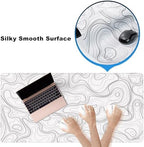 Cacoy 48"x24" White Topographic Large Gaming Mouse Pad Extended PC Desk Mat - Image 5