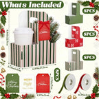 24 Set Christmas Drink Carrier with Handle, Red Green Striped - Image 3