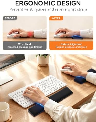 Cooling Gel Wrist Rest Set, Compact Keyboard & Mouse Wrist Support Pad - Image 2