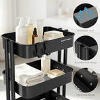 3 Tier Rolling Cart Metal Utility Cart with Lockable Wheels Home Office - Image 4