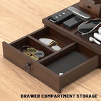 Wood Phone Docking Station, Nightstand Organizer with Drawer - Image 3